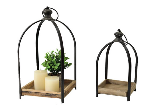 WOOD & METAL CANDLE STANDS / K21951
