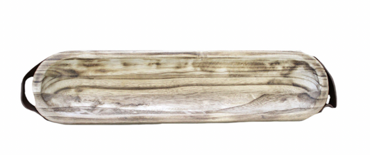 WOODEN OVAL SERVING TRAY / K54504