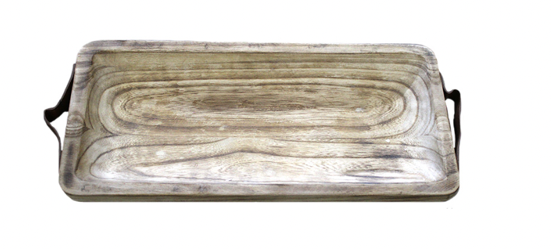 WOODEN RECTANGLE TRAY / K54503