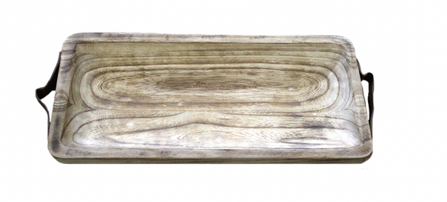 WOODEN RECTANGLE TRAY / K54503 *
