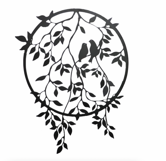 BIRD LEAF METAL WALL ART / K22972
