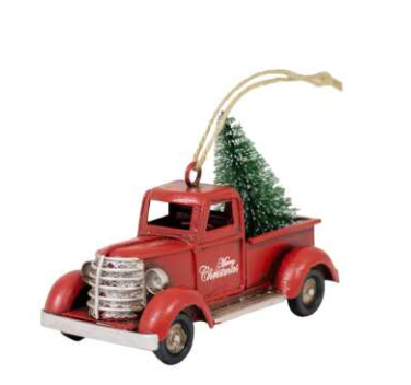 METAL RED TRUCK ORNAMENT / S262