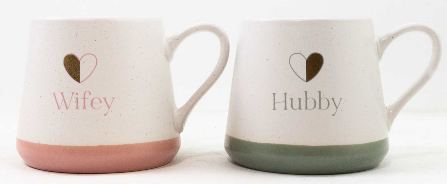 WIFEY + HUBBY MUGS  / S203 *