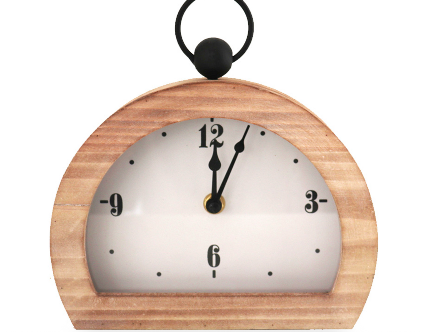 WOOD + WHITE TABLE CLOCK / K54706 *