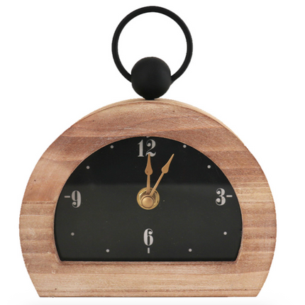 WOOD + BLACK TABLE CLOCK / K54707