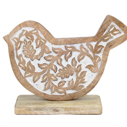 LARGE WOOD CARVED BIRD / K58210 *