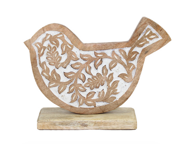 LARGE WOOD CARVED BIRD / K58210 *