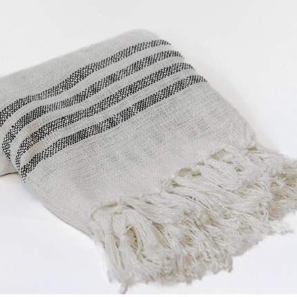 STRIPED TASSEL THROW / F066