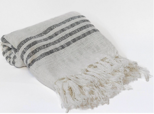 STRIPED TASSEL THROW / F066