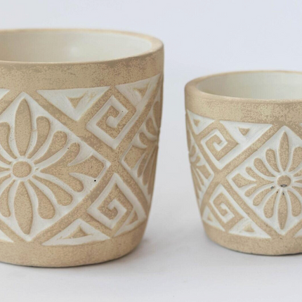 BURST CEMENT FLOWER POT / F367
