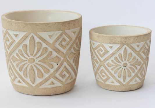 BURST CEMENT FLOWER POT / F367