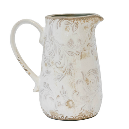 DISTRESSED WHITE FLOWER VASE / F174