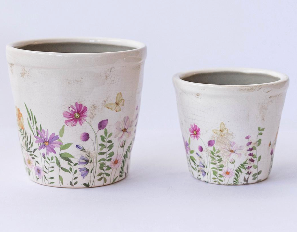 CERAMIC GLAZED FLOWER POT / F177