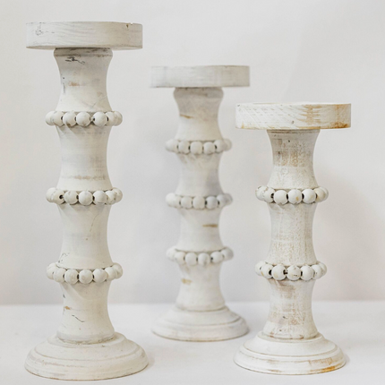 WOODEN CANDLE HOLDER / F14498