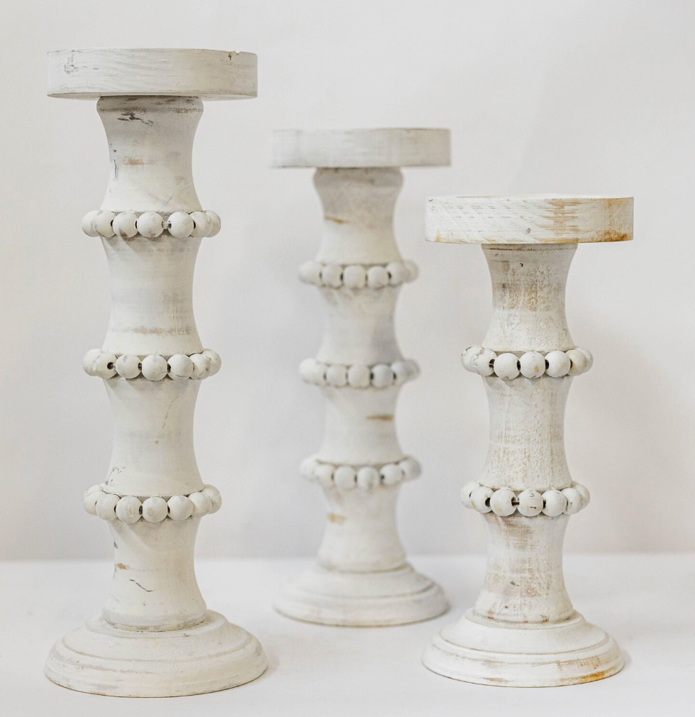 WOODEN CANDLE HOLDER / F14498