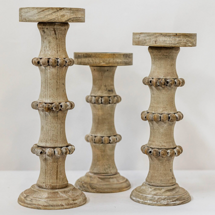 WOODEN CANDLE HOLDER / F14498