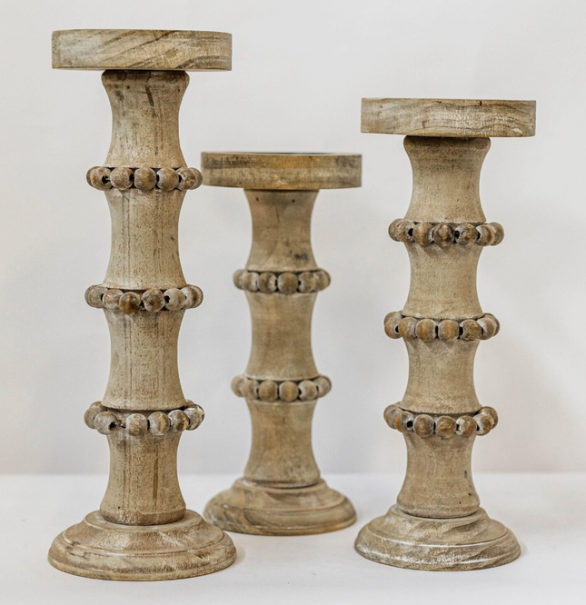 WOODEN CANDLE HOLDER / F14498