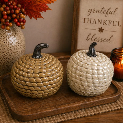 KNOTTED CERAMIC PUMPKINS / K81401