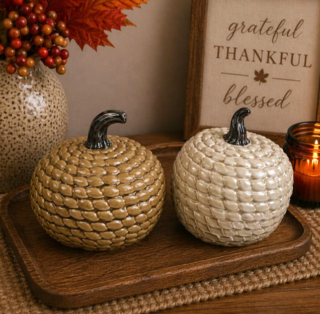 KNOTTED CERAMIC PUMPKINS / K81401