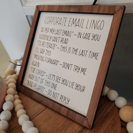 CORPORATE EMAIL LINGO SHELF LEANER