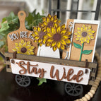 WAGON & SUNFLOWERS SET