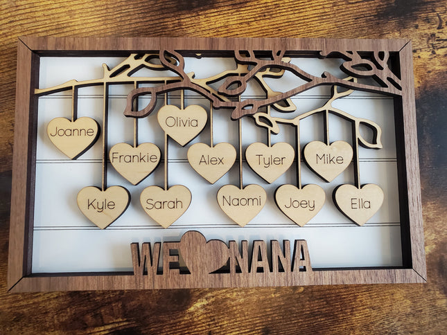 HANGING HEARTS FRAMED SIGN