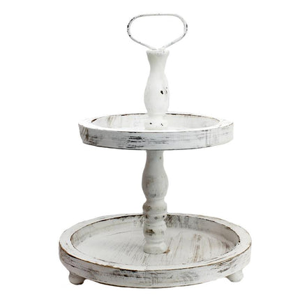 WHITE TWO TIERED TRAY / K21280