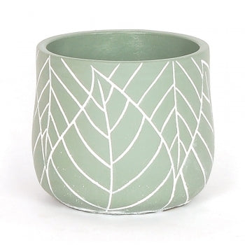 GREEN POT WITH LEAVES / B3806 *