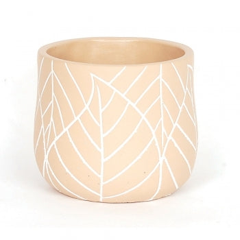 BEIGE POT WITH LEAVES / B3808 *