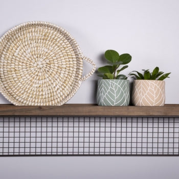 BEIGE POT WITH LEAVES / B3808 *