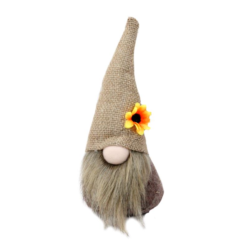 FALL GNOME WITH LED FLOWER / K42242