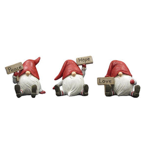 GNOME STATUES PEACE, HOPE, LOVE / K44957