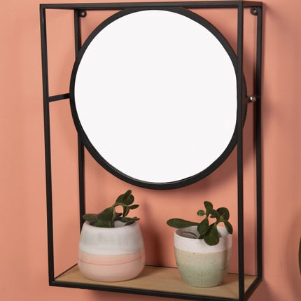 SINGLE WALL SHELF WITH MIRROR / B538