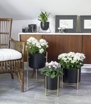 LARGE BLACK FLOOR PLANTER / B9473 *