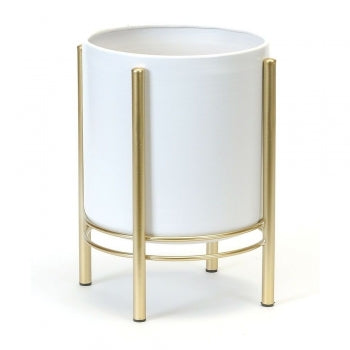 SMALL WHITE FLOOR PLANTER / B9472 *