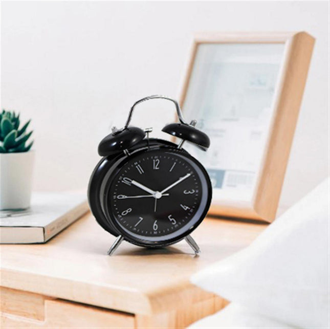 BLACK TWIN BELL ALARM CLOCK / S402 *