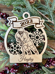 PERSONALIZED HOCKEY PLAYER ORNAMENT