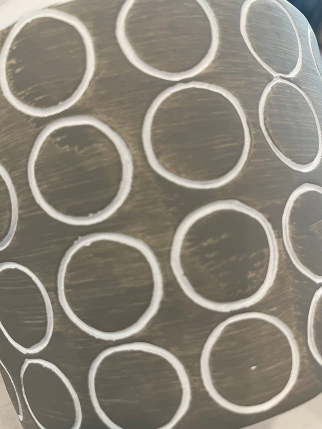 GREY & WHITE PATTERNED POT / S101 *