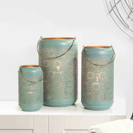 METAL TURQUOISE LANTERNS / TT902959 *