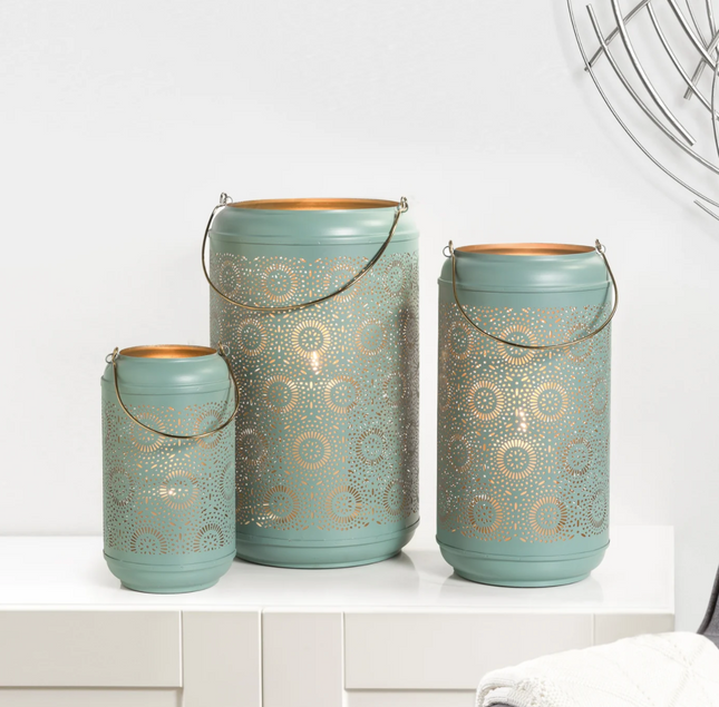 METAL TURQUOISE LANTERNS / TT902959 *