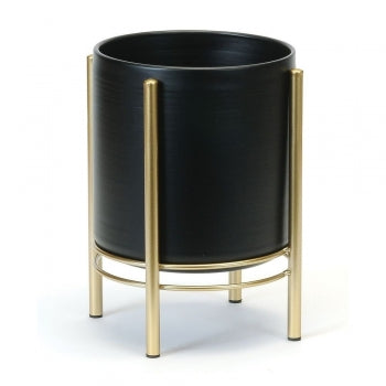 SMALL BLACK FLOOR PLANTER / B9471 *