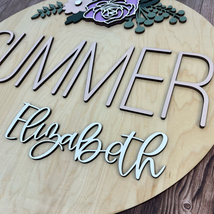 NAME ROUND SIGN- "FLORALS 2" DESIGN