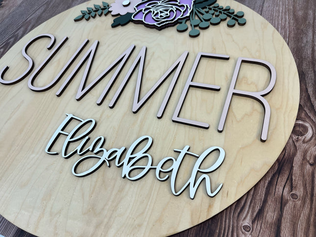 NAME ROUND SIGN- "FLORALS 2" DESIGN