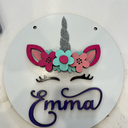 NAME ROUND SIGN- "UNICORN" DESIGN
