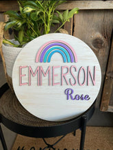 Load image into Gallery viewer, NAME ROUND SIGN- &quot;RAINBOW 4 STRIPES&quot; DESIGN
