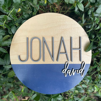 NAME ROUND SIGN- "HALF DIPPED" DESIGN