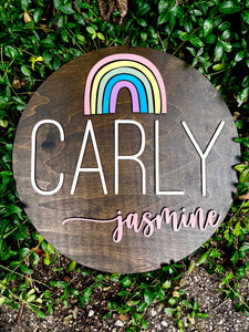 NAME ROUND SIGN- "RAINBOW 5 STRIPES" DESIGN