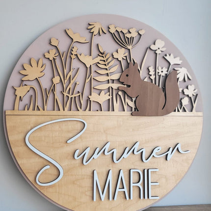NAME ROUND SIGN- "WILDFLOWERS" DESIGN