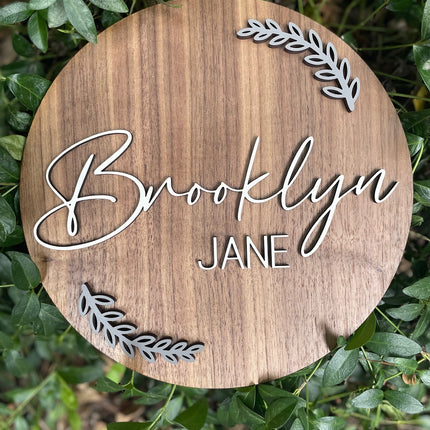 NAME ROUND SIGN- "LAURELS" DESIGN