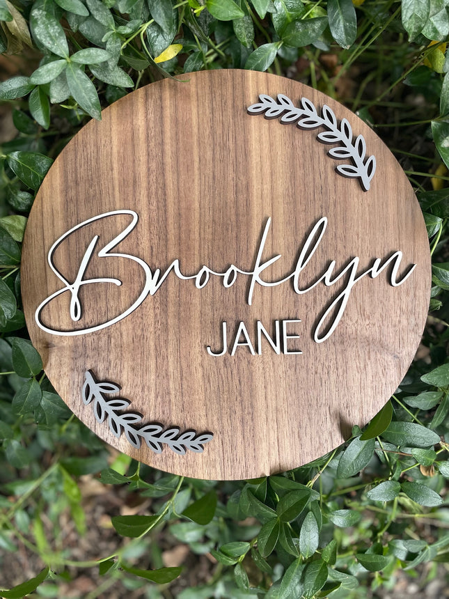 NAME ROUND SIGN- "LAURELS" DESIGN